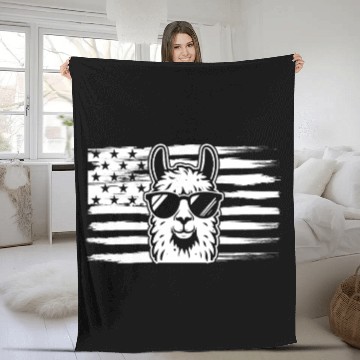 Discover Alpaca Llama US Flag Llama Fleece Blankets
