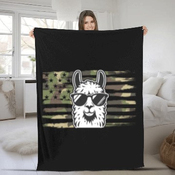 Discover Llama Camouflage US Flag Llama Fleece Blankets