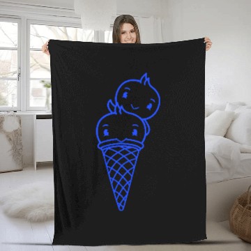 Discover Two Birds Ice Cream Waffle Scoops Greeting Waving Fleece Blankets