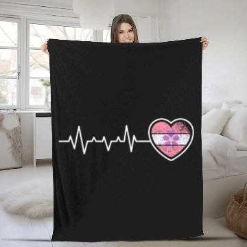 Discover Lesbian Heartbeat Violet Flower Vintage Look Pride Fleece Blankets