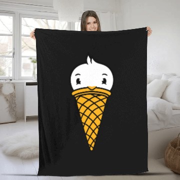 Discover Bird Ice Cream Waffle Scoops Summer Yummy eating Fleece Blankets