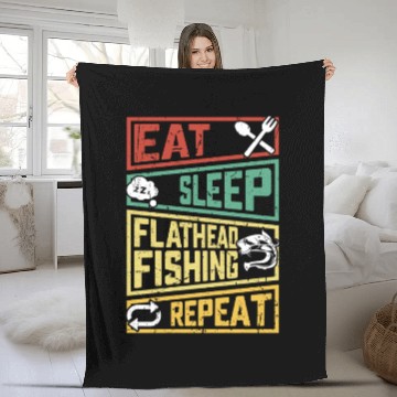 Discover Eat Sleep Flathead Fishing Repeat Fish hunting Fleece Blankets