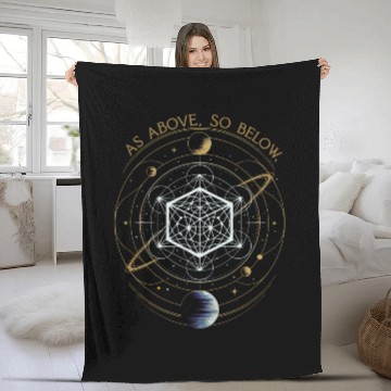 Discover As Above, So Below - Sacred Geometry Fleece Blankets