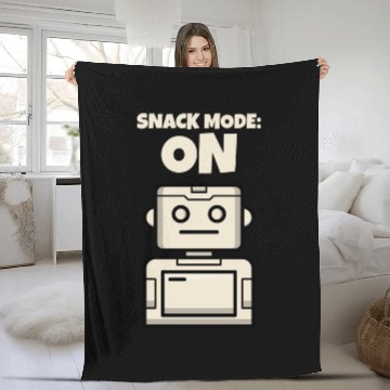 Discover Snack Mode: On Child Kid Funny Playful Robot Fleece Blankets