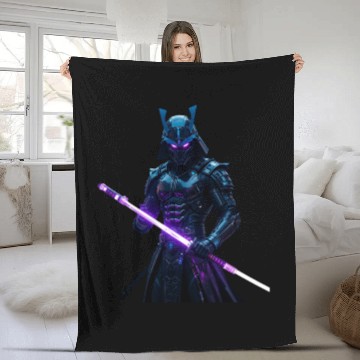 Discover Cyberpunk City Samurai new style Fleece Blankets