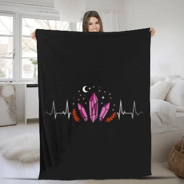 Discover Lesbian Heartbeat Crystal Magic Mystic Pride Fleece Blankets