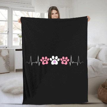 Discover Lesbian Heartbeat Paw Prints Cute Pet Pride Love Fleece Blankets