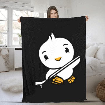 Discover Bird Playing Ice Hockey Sport Puck Stick Hobby Fleece Blankets