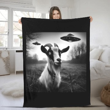 Discover Goat buck, billy, does Funny Selfie with UFOs Weir Fleece Blankets