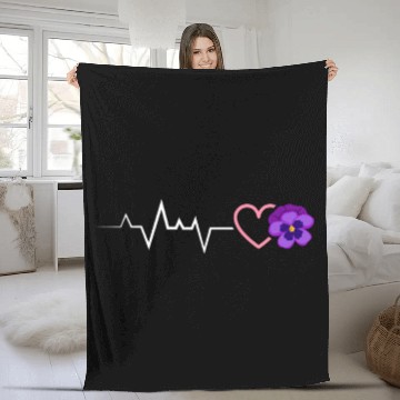 Discover Lesbian Heartbeat Violet Flower Love Pride Fleece Blankets