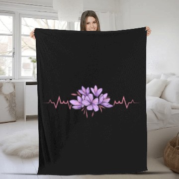 Discover Lesbian Heartbeat Violet Flower Love Pride Art Fleece Blankets