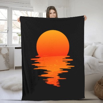 Discover Aesthetic Sunset Over Water Relaxing Nature Art Fleece Blankets