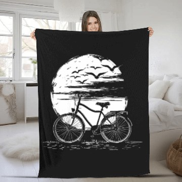 Discover Cycling Drawing Fleece Blankets