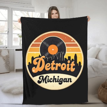 Discover Detroit Souvenir and Travel Gift Idea Fleece Blankets