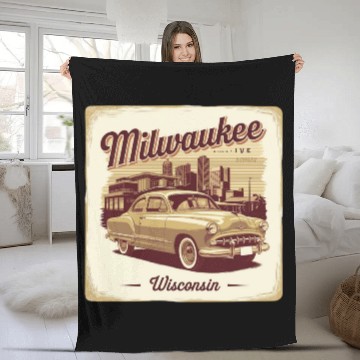 Discover Milwaukee Souvenir and Travel Gift Idea Fleece Blankets