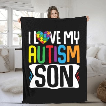 Discover Autism Awareness Gift Parents Son Fleece Blankets