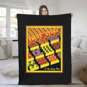 Discover Fruit Store Happy Place Fleece Blankets