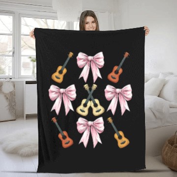 Discover Coquette Bow Ukulele Guitar Uke Girl Mom Pink Fleece Blankets