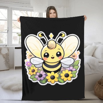 Discover A bee chubby cartoon Fleece Blankets