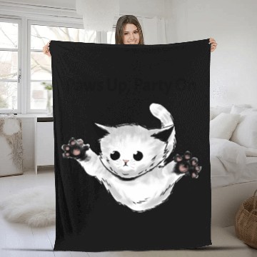 Discover Dancing Cat | Paws Up, Party On | Unisex | Fleece Blankets