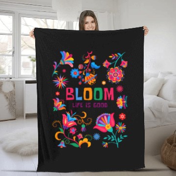 Discover Bloom Life is Better - Colorful Floral Boho Design Fleece Blankets