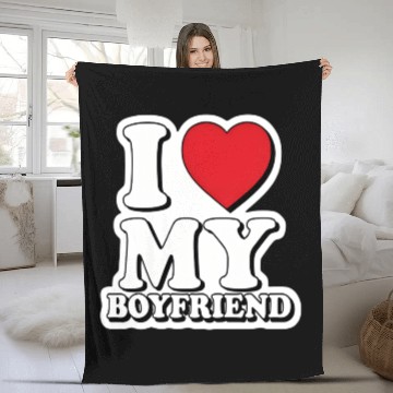 Discover "I Love My Boyfriend" graphic design Fleece Blankets