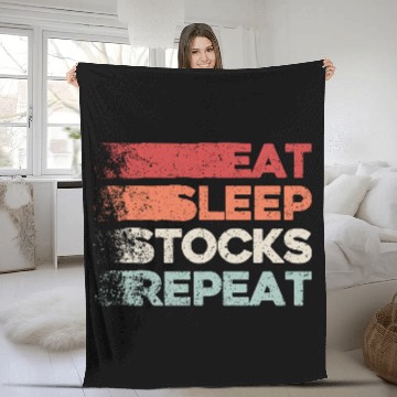 Discover Make Money Trading - Eat Sleep Stocks Repeat Fleece Blankets