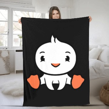 Discover Bird Sitting Happy Duck Cute Cute Friendly Sweet Fleece Blankets