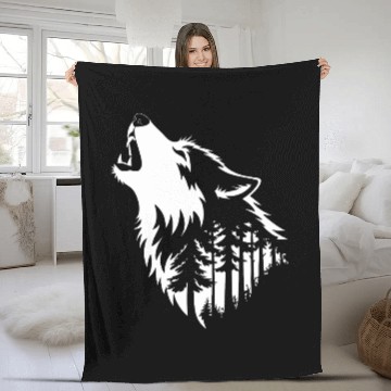 Discover Howling Wolf & Forest Silhouette Fleece Blankets