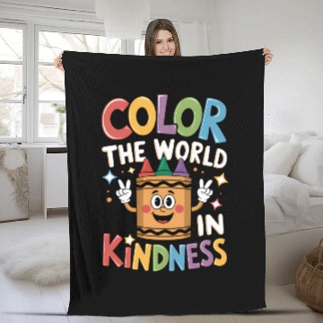 Discover Teacher Back To School Color In Kindness Crayon Fleece Blankets