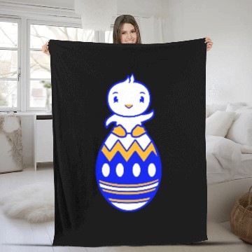 Discover Chick Sits On Giant Easter Egg Waving Easter Sweet Fleece Blankets