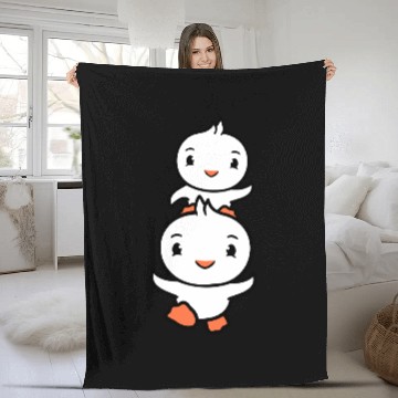 Discover 2 Ducks Dad Baby Child Piggyback Run Head Funny Fleece Blankets