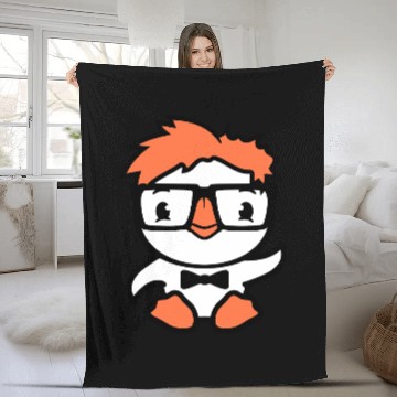 Discover Duck Nerd Geek Smart Horn-Rimmed Glasses Greeting Fleece Blankets