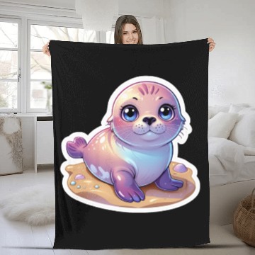Discover Adorable Seal Sticker Fleece Blankets
