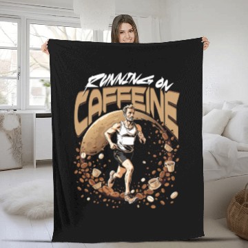 Discover Marathon Marathoner Running On Caffeine Fleece Blankets