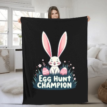 Discover Egg Hunt Champion Bunny Design Fleece Blankets