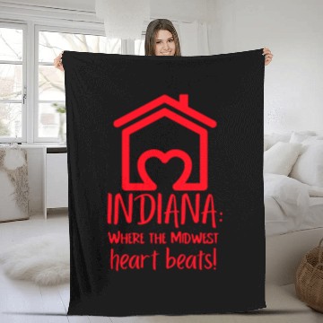 Discover Indiana Where The Midwest Heart Beats! Fleece Blankets