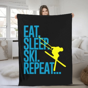 Discover Skiing Fleece Blankets
