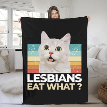Discover Lesbians Eat What? Funny Offensive Fleece Blankets