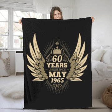 Discover 60th birthday angel wings unique since May 1965 Fleece Blankets