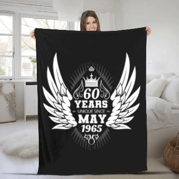 Discover 60th birthday angel wings unique since May 1965 Fleece Blankets