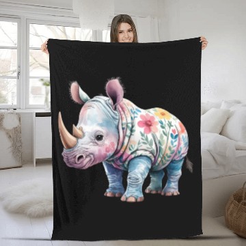 Discover Floral Fantasy Rhino Fleece Blankets