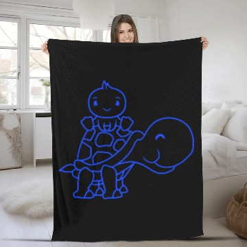 Discover Duck Riding Sitting Giant Turtle 2 Friends Team Fleece Blankets