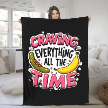 Discover Pregnancy Cravings Funny Maternity Food Baby Bump Fleece Blankets