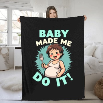 Discover Pregnancy Cravings Funny Maternity Food Baby Bump Fleece Blankets