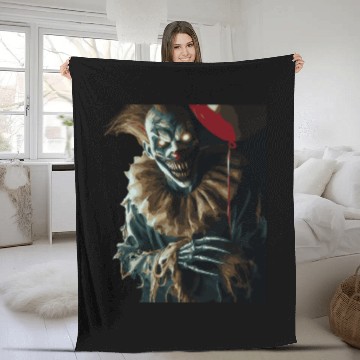 Discover Creepy Ghost Clown with Red Balloon – Fleece Blankets