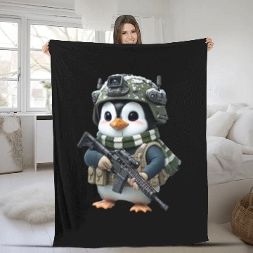 Discover Penguin In Military Fleece Blankets