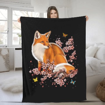 Discover Fox Cherry Blossom Fleece Blankets