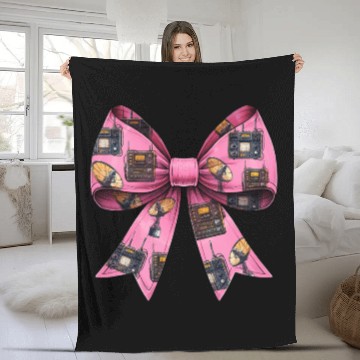 Discover Coquette Bow Ham Radio Pattern Operator Fleece Blankets