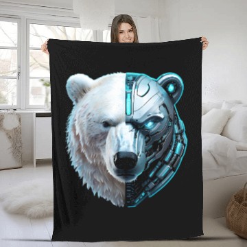 Discover Cyborg Polar Bear Fleece Blankets